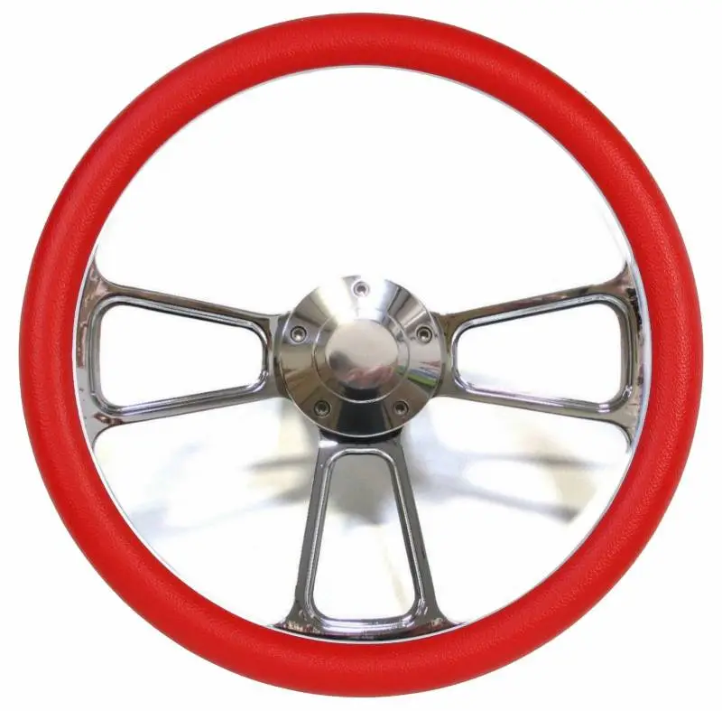 14" Polished Billet Muscle Style Steering Wheel Kit w/Your Choice of Half-Wrap thumbnail 7