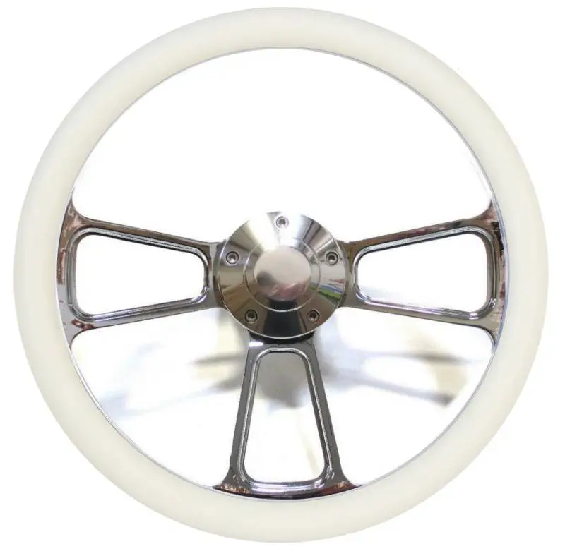 14" Polished Billet Muscle Style Steering Wheel Kit w/Your Choice of Half-Wrap thumbnail 5
