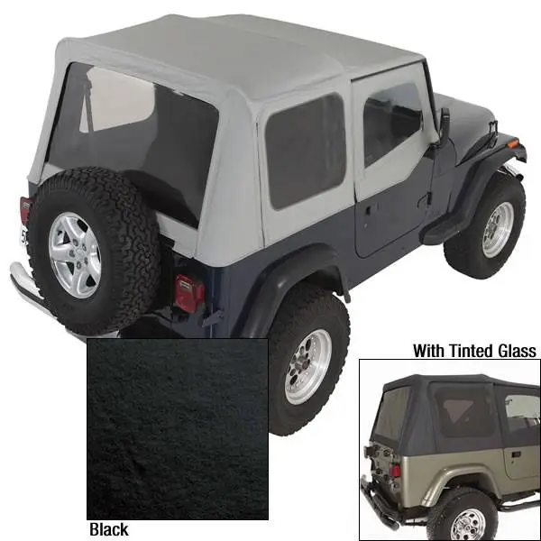 Soft Top, Door Skins, Black, Tinted Windows; 88-95 Jeep Wrangler YJ