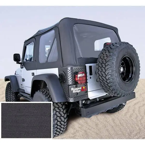 Soft Top, Door Skins, Black, Clear Windows; 97-02 Jeep Wrangler TJ
