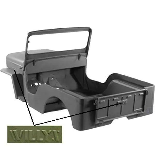 Body Tub Kit with Willys Script; 53-68 Willys CJ3B