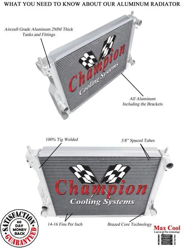 Champion 2 Row Aluminum Radiator for 2005-2014 Mustang V8 EC2789 thumbnail 3