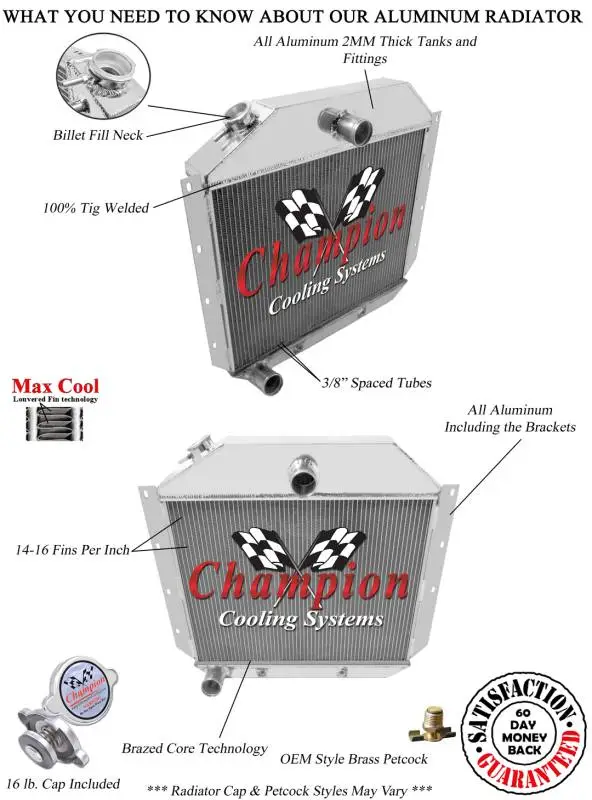 Champion Three Row Aluminum Radiator for 1951 - 1957 International L110-L132 CC5157 thumbnail 3