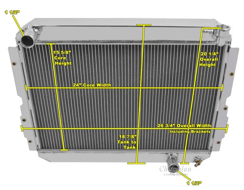 American Eagle Radiator AE1213 Aluminum 2 Row for 83-90 Landcruiser 1" tubes thumbnail 2