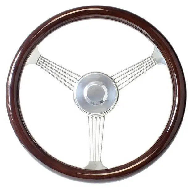 15" Mahogany Banjo Wood Steering Wheel Full Kit thumbnail 2