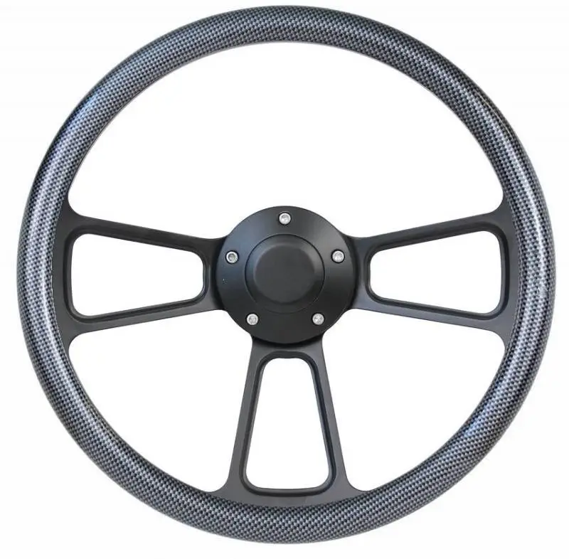 14" Black Billet Muscle Style Steering Wheel Kit w/Your Choice of Horn and Half-Wrap thumbnail 17