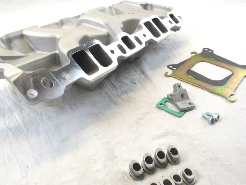 Satin Aluminum Intake Manifold for 1957-1995 Chevy Small Block thumbnail 3