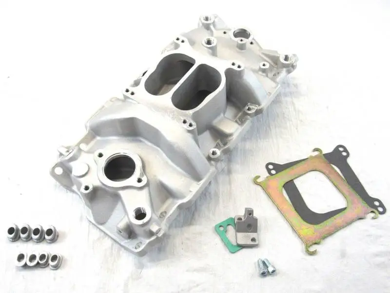 Satin Aluminum Intake Manifold for 1957-1995 Chevy Small Block thumbnail 2