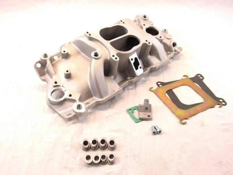 Satin Aluminum Intake Manifold for 1957-1995 Chevy Small Block thumbnail 4