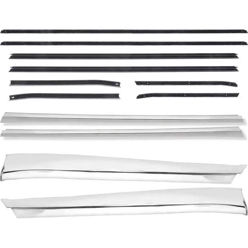 *R684 - 1968 Camaro Deluxe Coupe Outer Door/Quarter Reveal Molding Kit with OE Style Windowfelt Se4