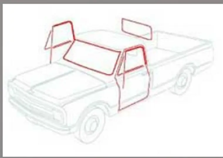 WS7122 - 1967 GM Truck with Small Rear Window, without Trim Groove, with Chrome Bead Weatherstrip Set