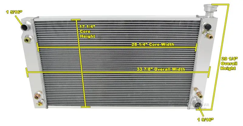 Three Row Champion Aluminum Radiator for 1988 - 95 Chevy C/K Series Truck, CC622 thumbnail 3