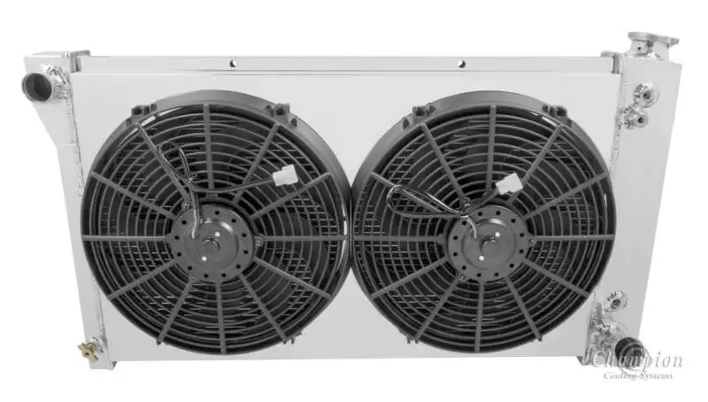Champion Four Row All Aluminum Radiator Combo w/Shroud for 1967-1972 Chevy Blazer and Suburban, GMC Jimmy mc369 thumbnail 2