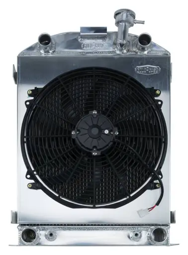1932 Highboy Flathead Engine Aluminum Performance Radiator And 16 Inch Fan Kit Cold Case Radiators
