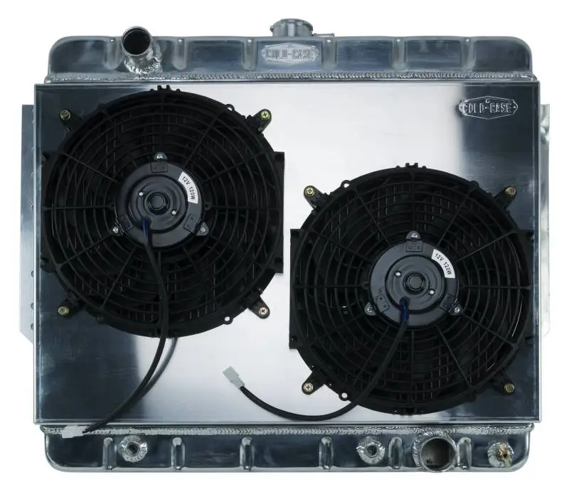 66-68 Impala Aluminum Radiator and Dual 12 Inch Fan Kit Stamped Cold Case Radiators