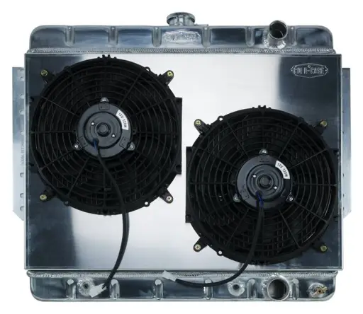 61-65 Impala Aluminum Radiator and Dual 12 Inch Fan Kit Stamped Cold Case Radiators