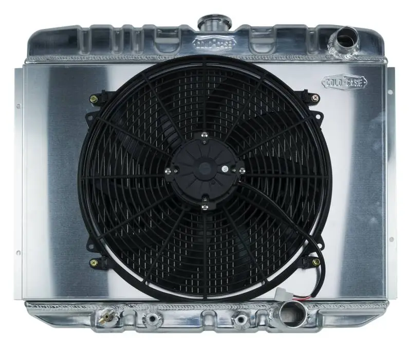 67-70 Mustang SB 24 Inch Aluminum Performance Radiator And 16 Inch Fan Kit AT Cold Case Radiators