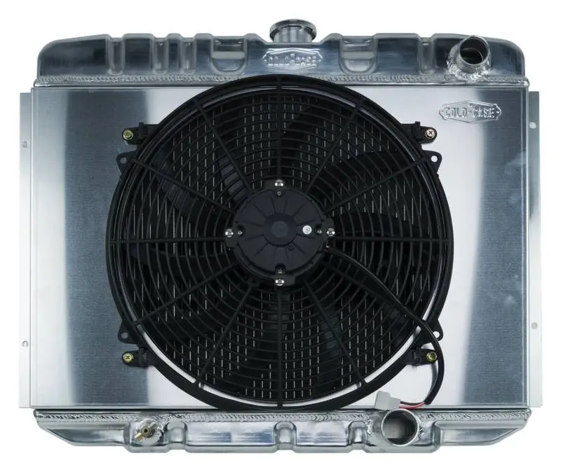 67-70 Mustang SB 24 Inch Aluminum Performance Radiator And 16 Inch Fan Kit MT Cold Case Radiators