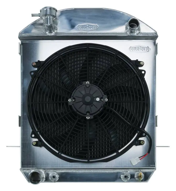 24-27 T-Bucket Ford Engine Aluminum Performance Radiator And 16 Inch Fan Kit Cold Case Radiators