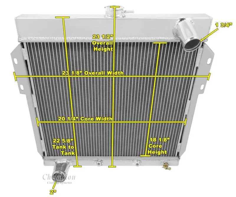 Three Row All Aluminum Radiator 1955-1957 Ford Thunderbirds thumbnail 2
