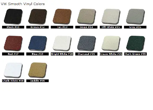 1965-67 VW Volkswagen Bug Beetle Convertible Smooth Vinyl Seat Upholstery, Front and Rear