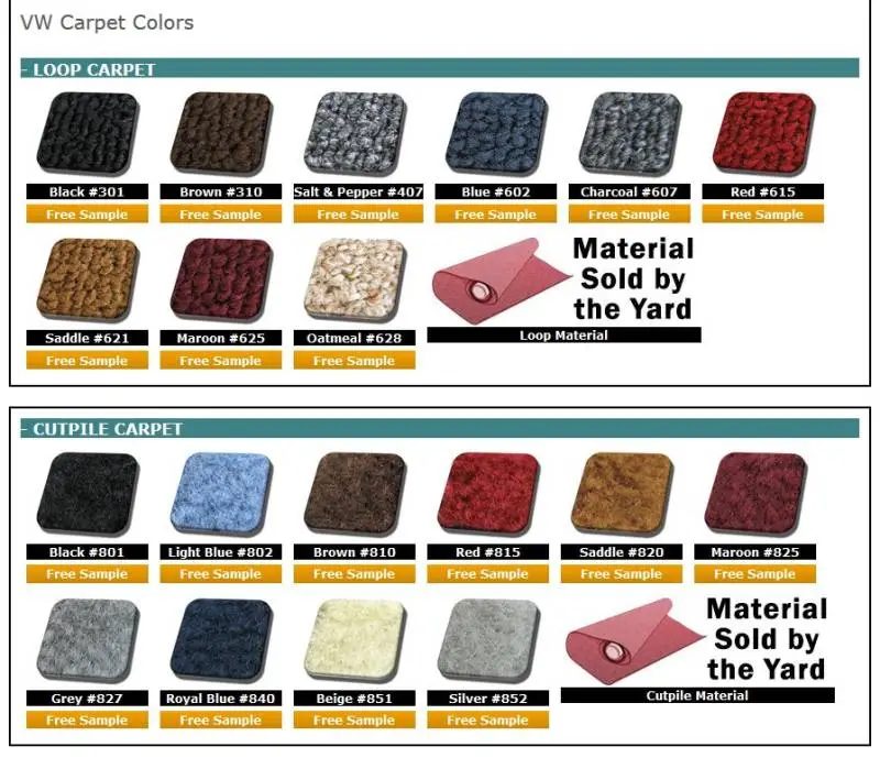 VW Carpet Kit 20pc. (With Footrest) 1969-74 VW Ghia Sedan thumbnail 2