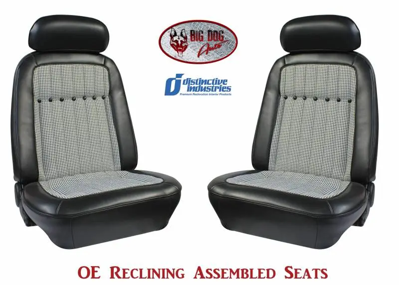 1969 Camaro Deluxe Houndstooth OE Reclining Front Bucket Seats