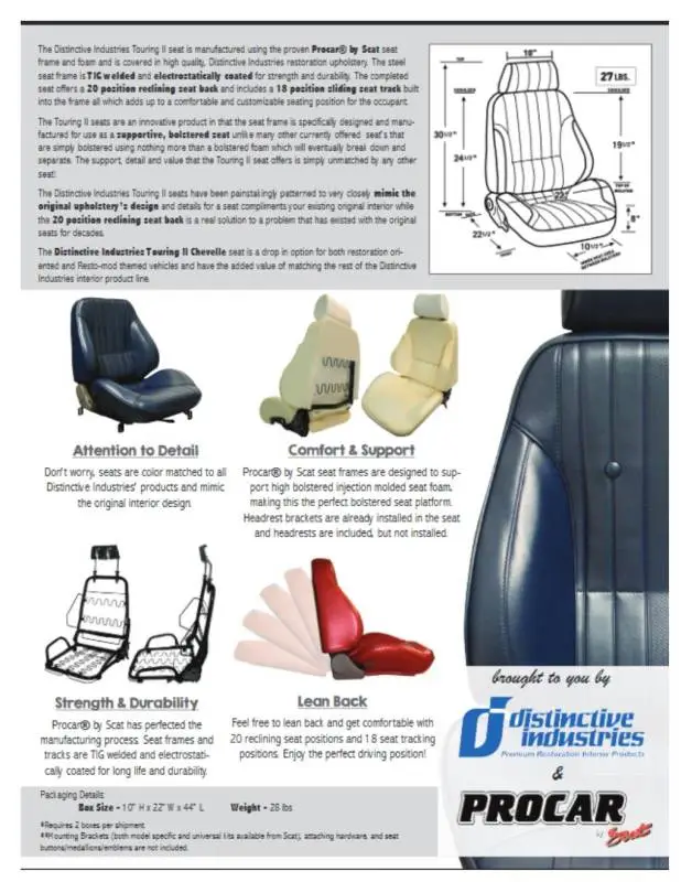 1969 Chevelle & El Camino Touring II Front Bucket Seats Assembled thumbnail 5