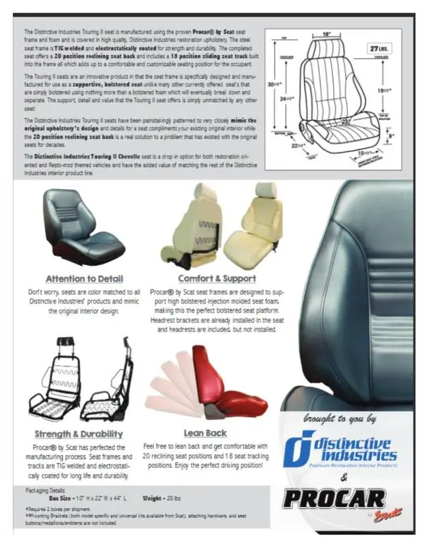 1967 Chevelle & El Camino Touring II Front Bucket Seats Assembled thumbnail 7