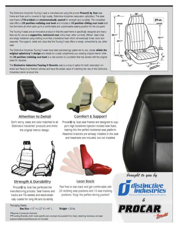 1965 Chevelle & El Camino Touring II Front Bucket Seats Assembled thumbnail 4