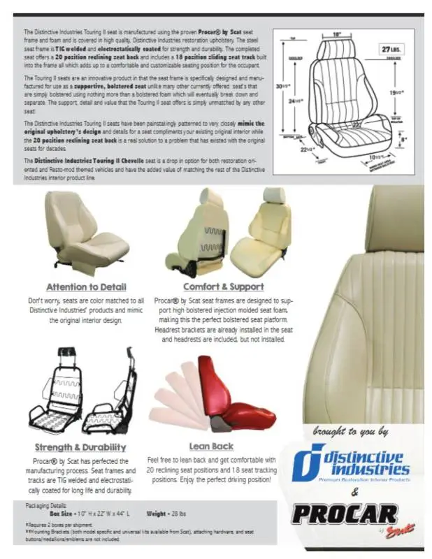 1965 GTO & LeMans Touring II Front Bucket Seats Assembled thumbnail 3