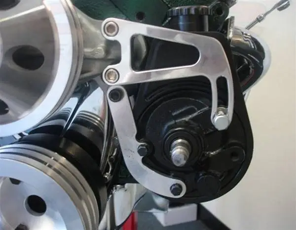 Power Steering Bracket Set for Chevy Small Block w/Long Water Pump Black Billet Aluminum thumbnail 2