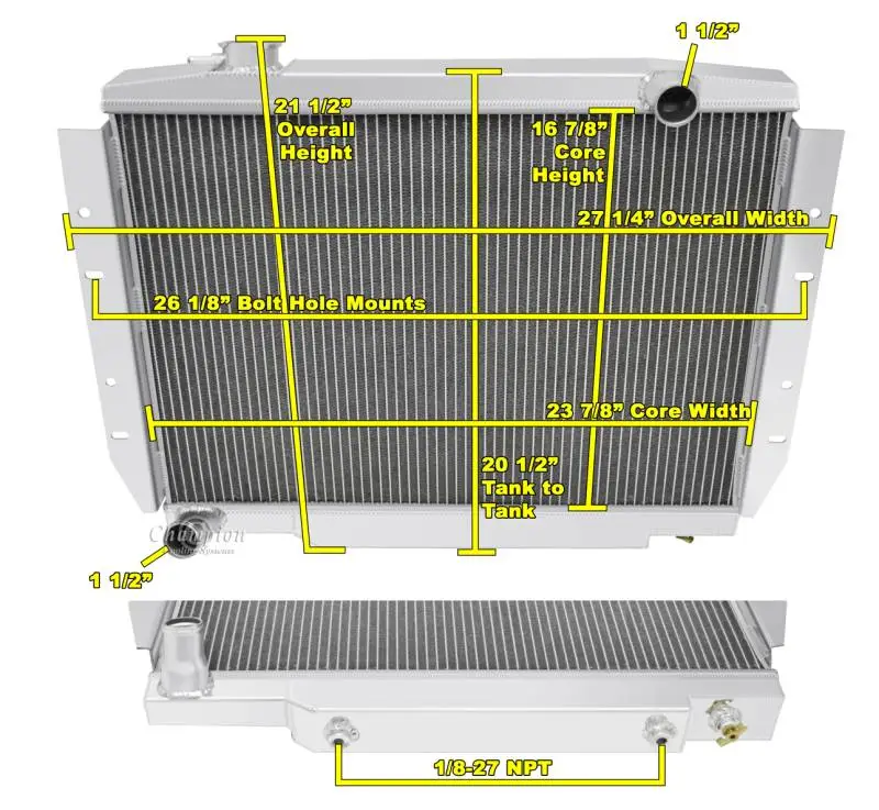 Champion Cooling Three Row Aluminum Radiator 1981-1982 Jeep CJ5 CC58 thumbnail 2