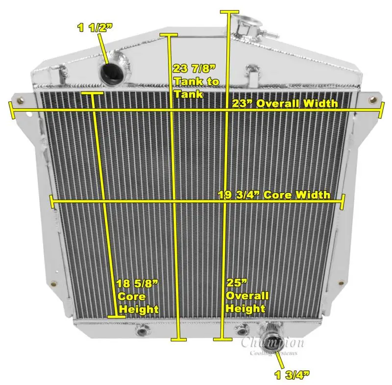 Champion 4 Row Aluminum Radiator for 1943-1948 Chevy Cars with V8 Conversion CC4348CH thumbnail 2