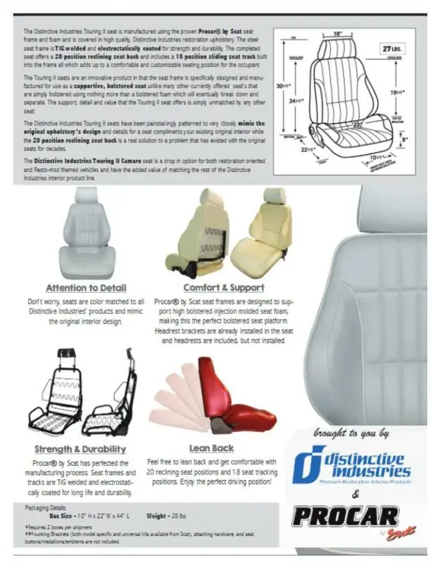1977-1979 Camaro Touring II Front Bucket Seats Assembled thumbnail 6