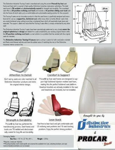 1969 Camaro Standard Touring II Front Bucket Seats Assembled thumbnail 7
