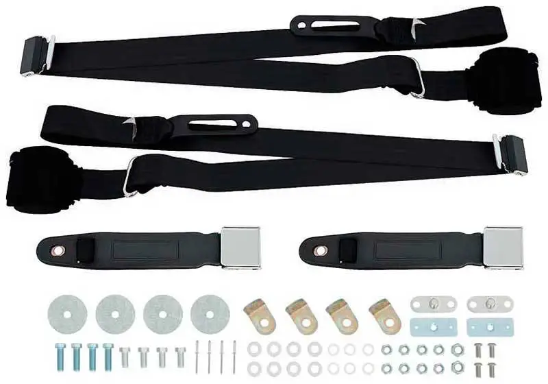 1964-75 GM Models Bucket Seats 3-Point Seat Belts - Black