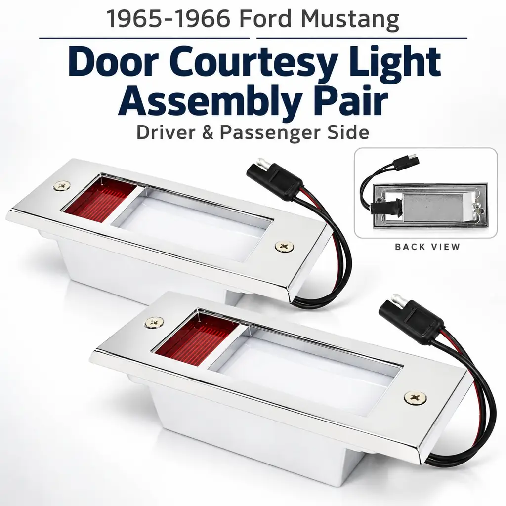 1965-1966 Ford Mustang Door Courtesy Light Assembly Pair Driver & Passenger Side image 2