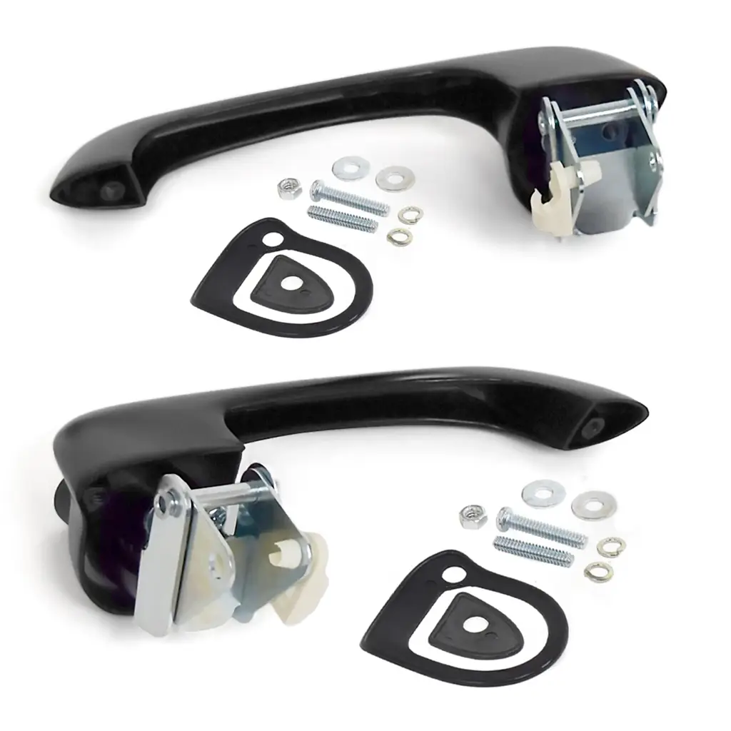 Black Outside Door Handle Assembly Pair LH RH – 1964-1977 Ford Mustang Bronco Falcon Ranchero Econoline Mercury Comet thumbnail 4