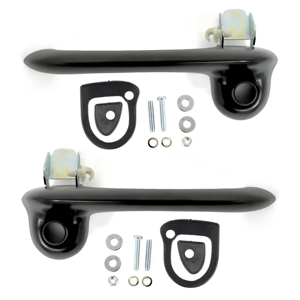Black Outside Door Handle Assembly Pair LH RH – 1964-1977 Ford Mustang Bronco Falcon Ranchero Econoline Mercury Comet thumbnail 3