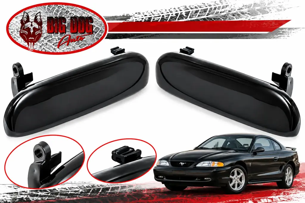 1994-1998 Ford Mustang Black Outside Door Handle Pair - Driver & Passenger Side thumbnail 3