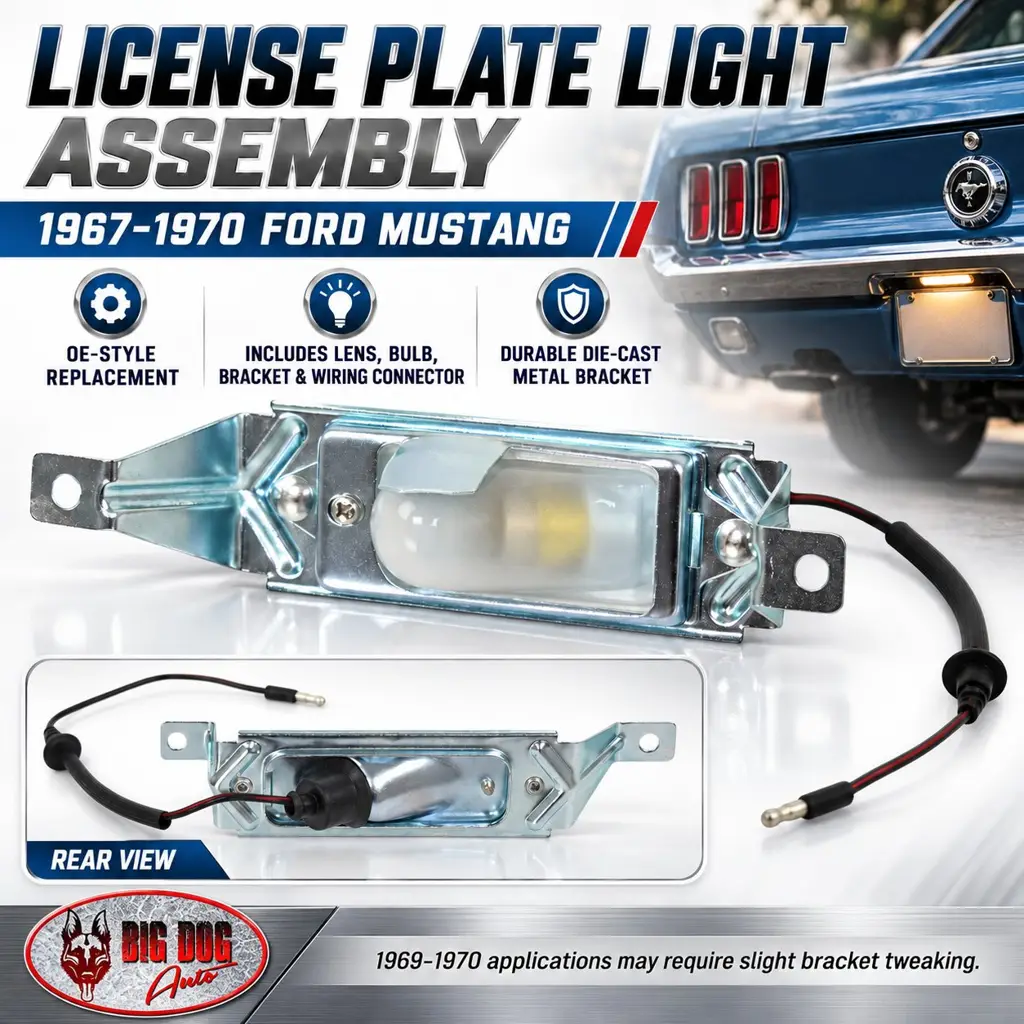 1967-1970 Ford Mustang License Plate Light Assembly Rear Lamp OE Style Replacement image 2