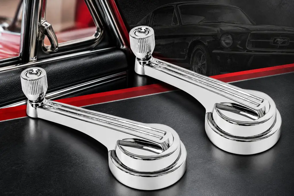 1965-1967 Ford Mustang & 1967 Mercury Cougar Quarter Window Handles with Chrome Knobs – Pair LH RH image 2