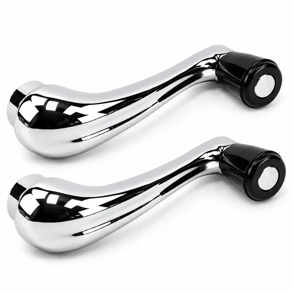 1948-1952 Ford F-1 F-2 F-3 Door Window Crank Handles with Black Knobs – Chrome Pair LH RH