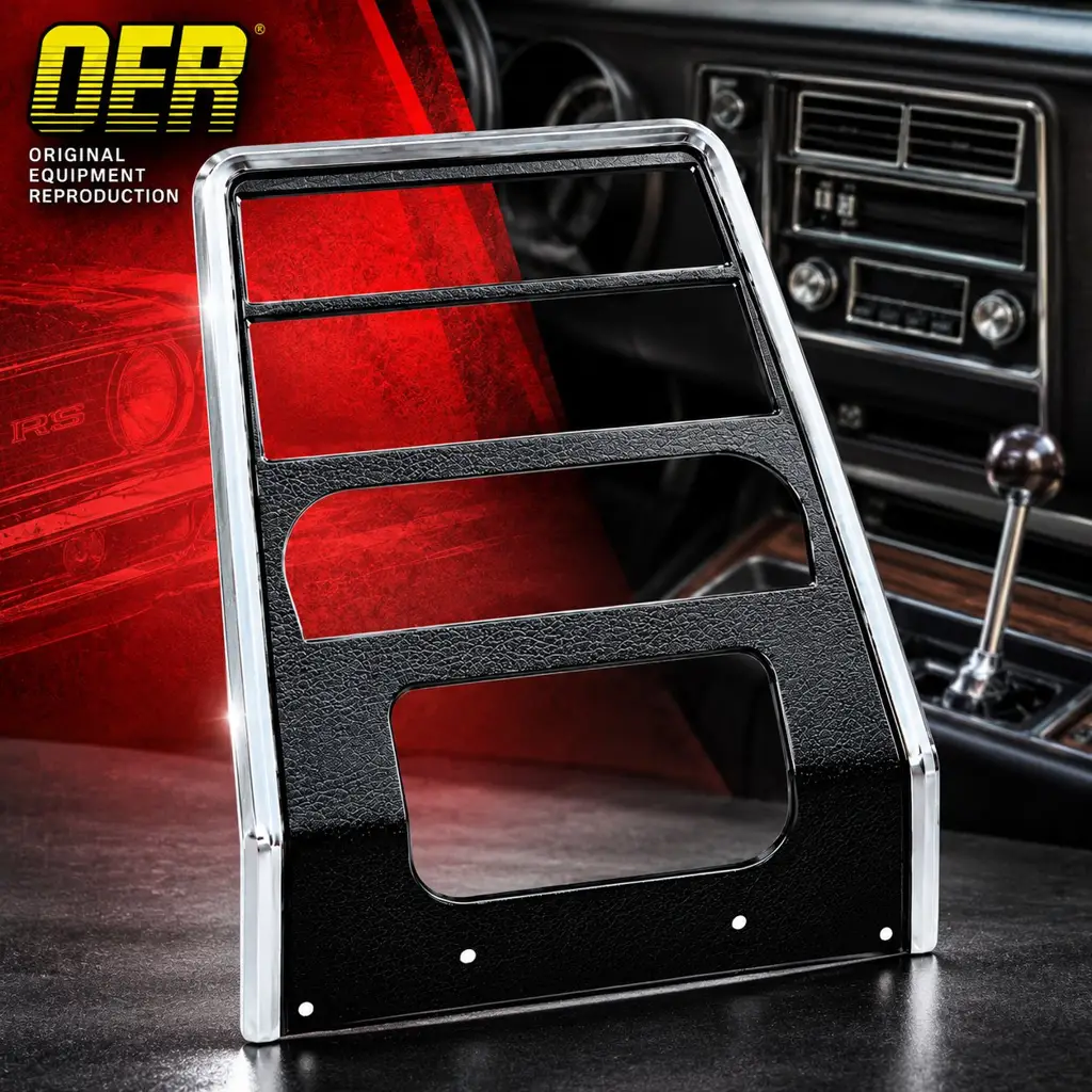 1967-1968 Camaro Firebird Center Dash Panel With AC Black Pebble Grain OER K203 image 2