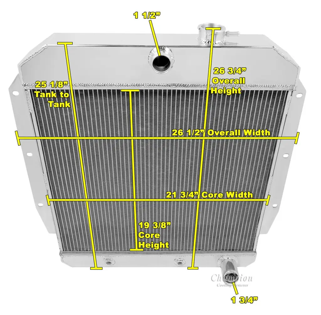 1955-1959 Chevy Truck Apache Cameo Suburban Aluminum Radiator – Champion MC5559 image 3